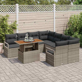 Garden Sofa Set with Storage 9 pcs Grey Poly rattan - Side View