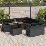 Garden Sofa Set with Storage 9 pcs Black Poly rattan - Side View