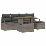 Garden Sofa Set with Storage 6 pcs Grey Poly rattan - Front View