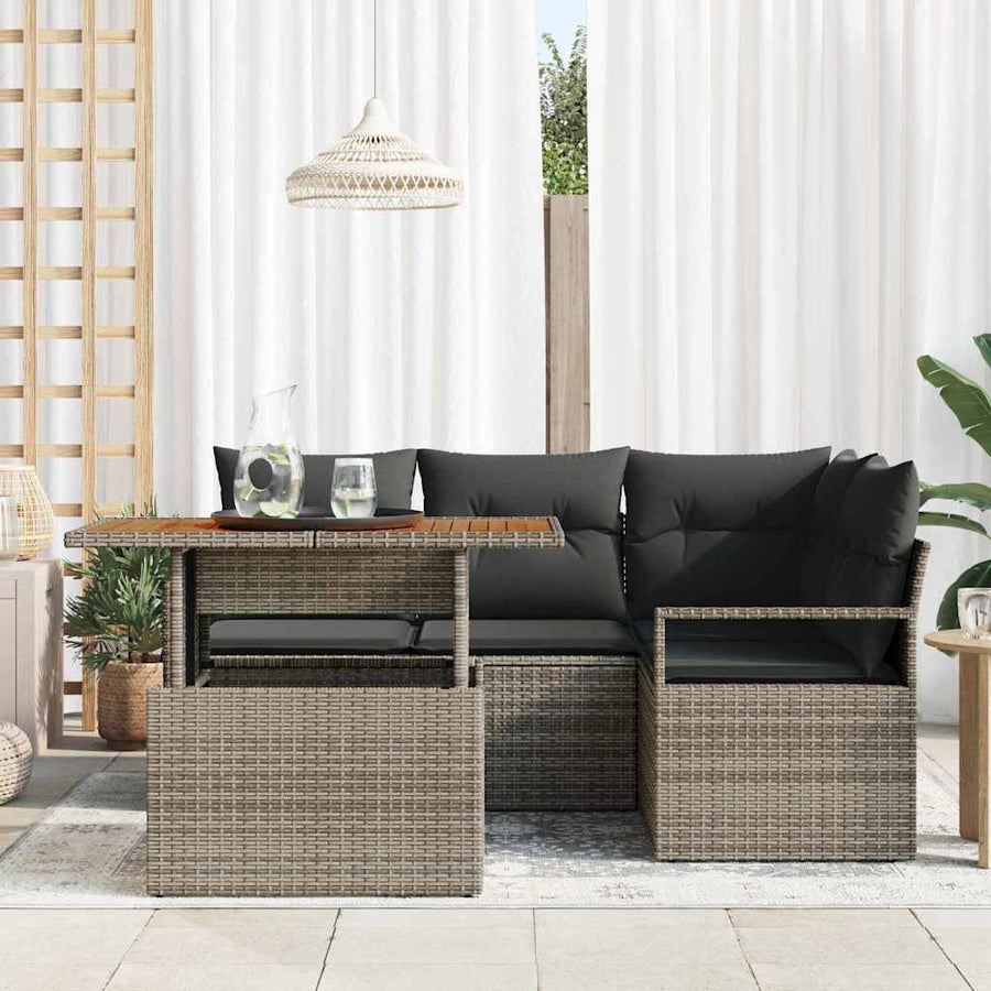 Garden Sofa Set 5 pcs Grey Poly rattan