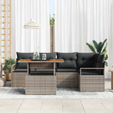 Garden Sofa Set with Storage 6 pcs Grey Poly rattan - Side View