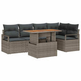 Garden Sofa Set with Storage 6 pcs Grey Poly rattan - Front View