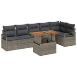 Garden Sofa Set with Storage 7 pcs Grey Poly rattan - Front View