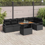 Garden Sofa Set 7 pcs Black Poly rattan