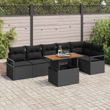 Garden Sofa Set with Storage 7 pcs Black Poly rattan