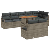 Garden Sofa Set with Storage 9 pcs Grey Poly rattan - Front View