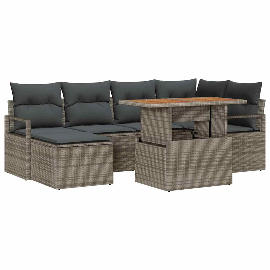 Garden Sofa Set 7 pcs Grey Poly rattan