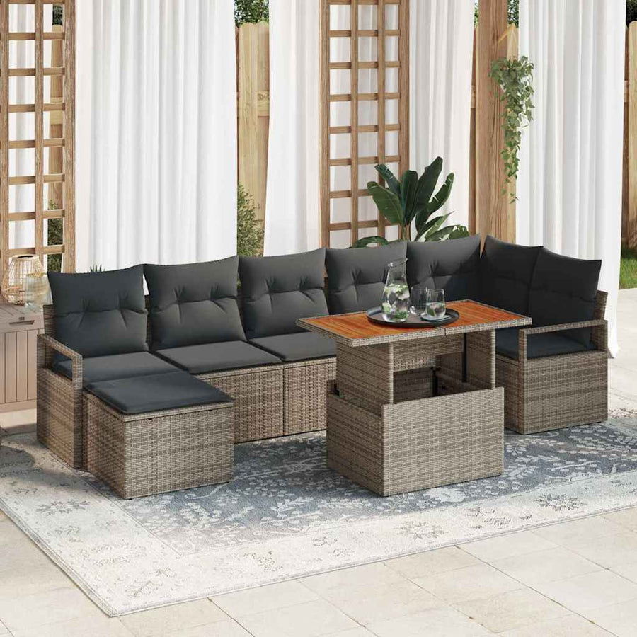 Garden Sofa Set 8 pcs Grey Poly rattan