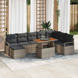 Garden Sofa Set with Storage 9 pcs Grey Poly rattan