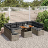 Garden Sofa Set with Storage 10 pcs Grey Poly rattan - Side View