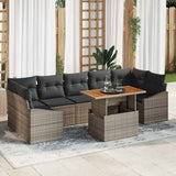 Garden Sofa Set 8 pcs Grey Poly Rattan and Powder-Coated Steel
