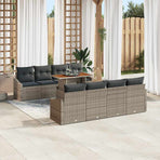 Garden Sofa Set 9 pcs Grey Poly rattan