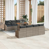 Garden Sofa Set with Storage 9 pcs Grey Poly rattan