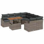 Garden Sofa Set 9 pcs Grey Poly rattan