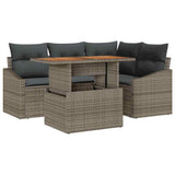 Garden Sofa Set with Storage 5 pcs Grey Poly rattan