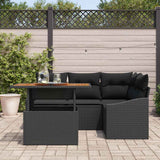 Garden Sofa Set with Storage 5 pcs Black Poly rattan