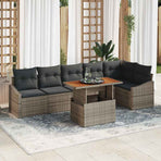 Garden Sofa Set 7 pcs Grey Poly rattan