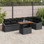 Garden Sofa Set 7 pcs Black Poly rattan