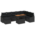 Garden Sofa Set 9 pcs Black Poly rattan