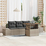 Garden Sofa Set with Storage 5 pcs Grey Poly rattan
