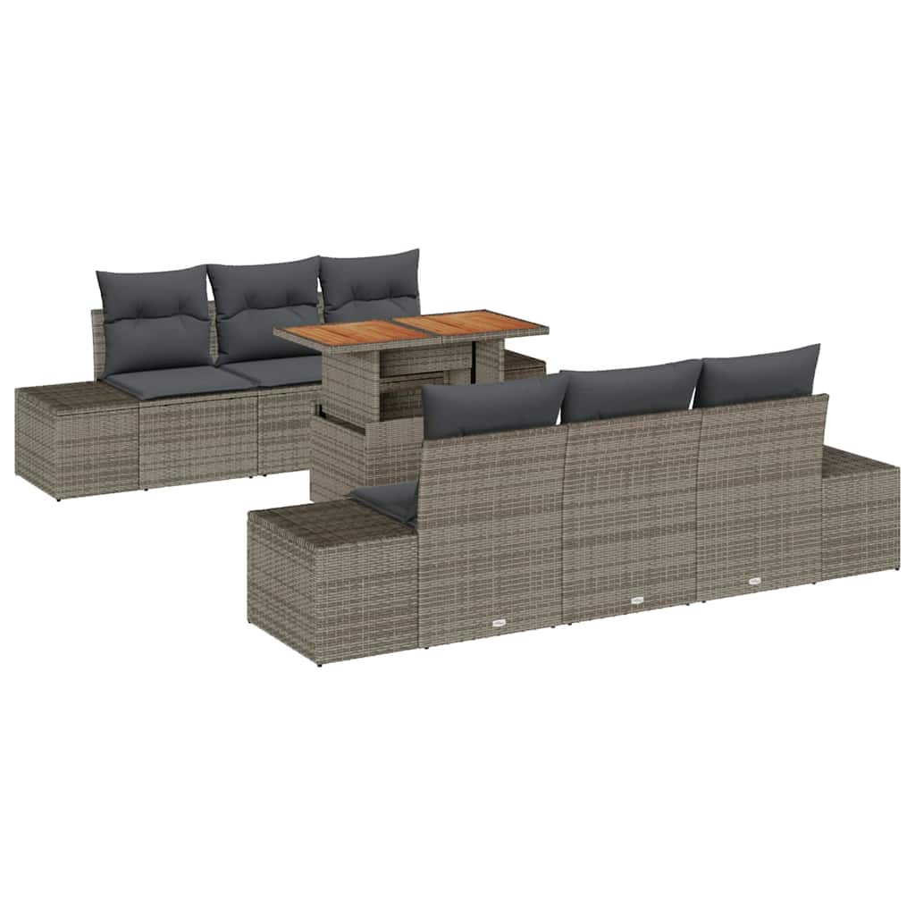 Garden Sofa Set 7 pcs Grey Poly rattan