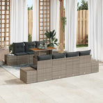 Garden Sofa Set 8 pcs Grey Poly rattan
