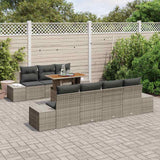 Garden Sofa Set with Storage 8 pcs Grey Poly rattan