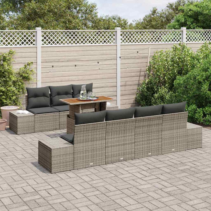Garden Sofa Set 8 pcs Grey Poly rattan