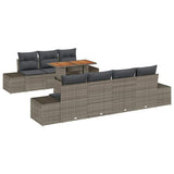 Garden Sofa Set with Storage 8 pcs Grey Poly rattan - Front View