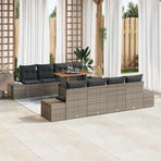 Garden Sofa Set 9 pcs Grey Poly rattan