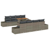 Garden Sofa Set with Storage 9 pcs Grey Poly rattan - Front View
