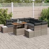 Garden Sofa Set 9 pcs Grey Poly rattan
