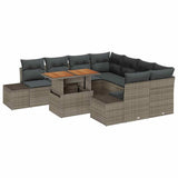 Garden Sofa Set 9 pcs Grey Poly rattan