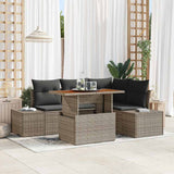 Garden Sofa Set with Storage 5 pcs Grey Poly rattan
