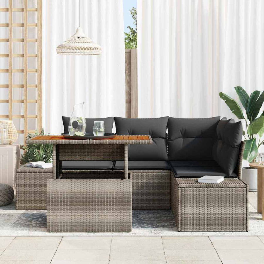 Garden Sofa Set 5 pcs Grey Poly rattan