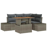 Garden Sofa Set with Storage 5 pcs Grey Poly rattan - Front View