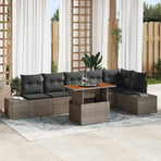 Garden Sofa Set 7 pcs Grey Poly rattan