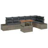 Garden Sofa Set with Storage 7 pcs Grey Poly rattan - Front View