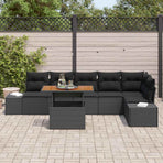 Garden Sofa Set 7 pcs Black Poly rattan