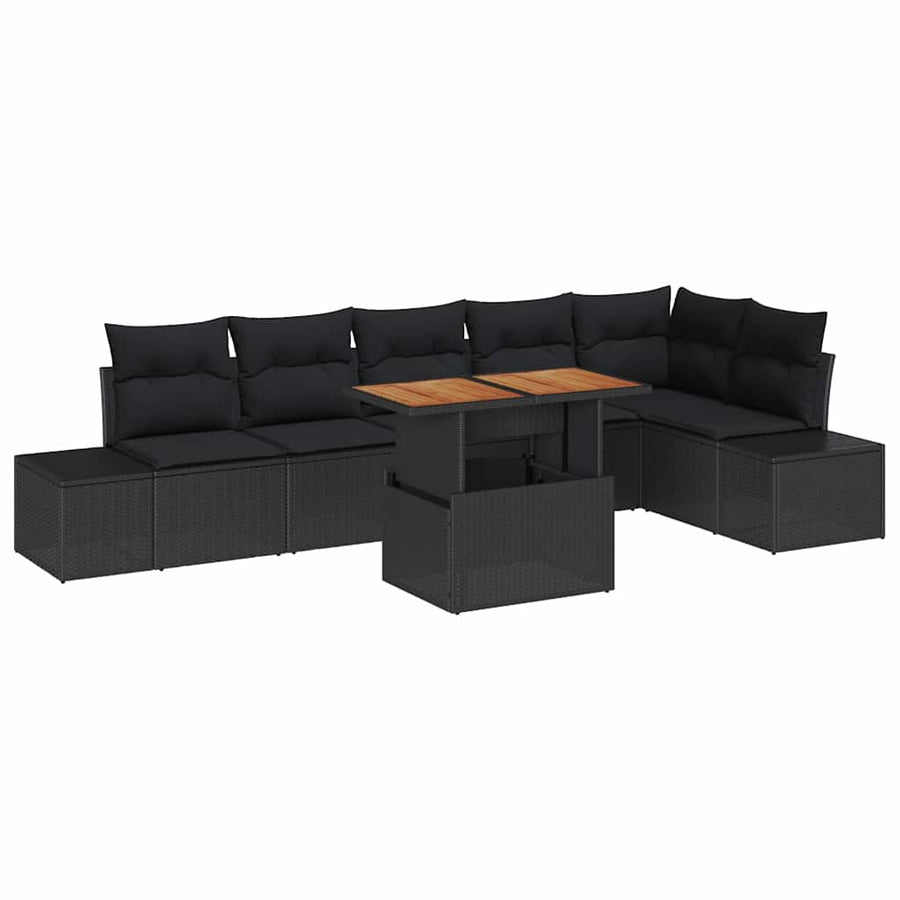 Garden Sofa Set 7 pcs Black Poly rattan
