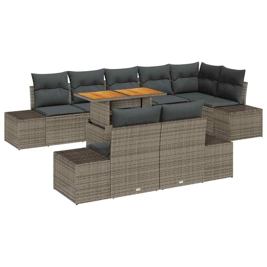 Garden Sofa Set 9 pcs Grey Poly rattan
