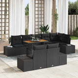Garden Sofa Set with Storage 9 pcs Black Poly rattan
