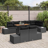 Garden Sofa Set with Storage 9 pcs Black Poly rattan - Side View