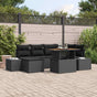 Garden Sofa Set 7 pcs Black Poly rattan