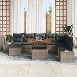 Garden Sofa Set with Storage 9 pcs Grey Poly rattan - Side View