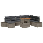 Garden Sofa Set 9 pcs Grey Poly rattan