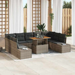 Garden Sofa Set 10 pcs Grey Poly rattan