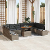 Garden Sofa Set 11 pcs Grey Poly rattan
