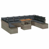 Garden Sofa Set with Storage 11 pcs Grey Poly rattan - Front View