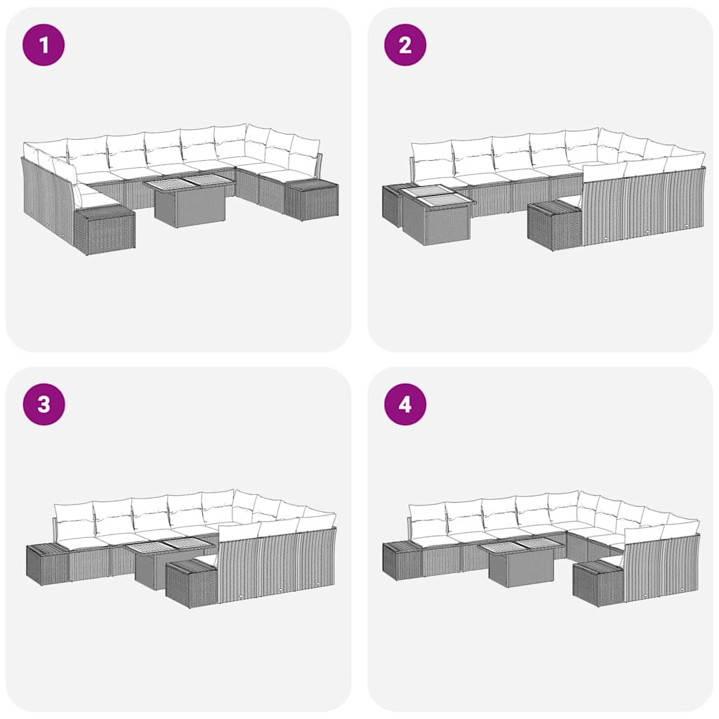 Garden Sofa Set 11 pcs Grey Poly rattan